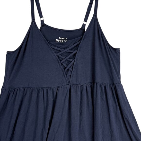 Torrid Women's Super Soft Stretch Crisscross Flowy Navy Knit Top Size 1 US 1X - Picture 3 of 7